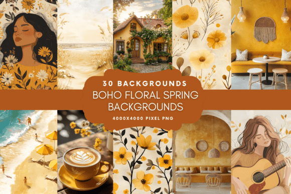 Boho Floral Spring Backgrounds: Your Secret Design Asset