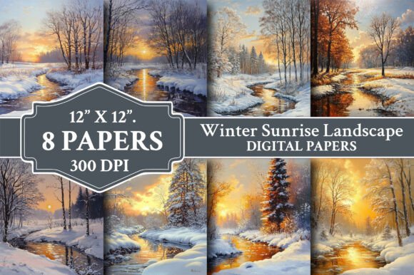 Capturing Dawn: Winter Sunrise Landscape Backgrounds for Design