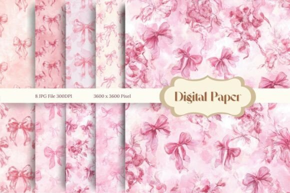 Charming Bow Ribbon Flower Pattern Backgrounds
