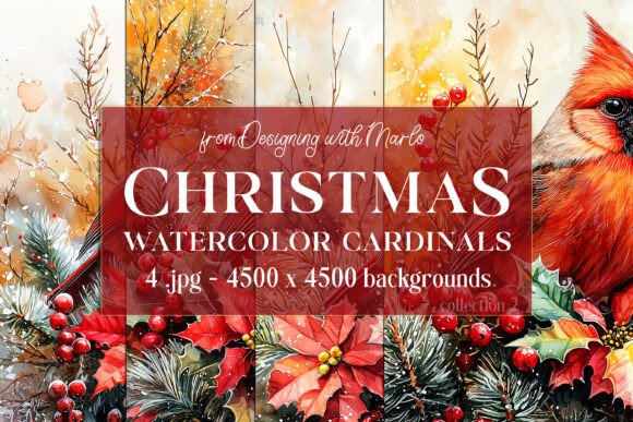 Christmas Cardinal Bird Backgrounds, S2: A Designer's Winter Palette