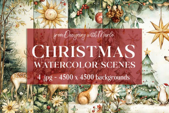 Christmas Scenes Backgrounds, Set 32: Elevate Your Holiday Projects