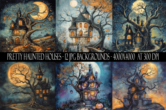 Pretty Haunted House Backgrounds for Creative Projects