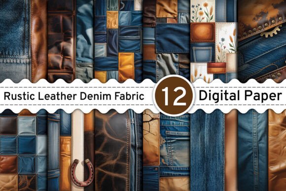 Rustic Leather & Denim: Elevate Your Gothic Aesthetic with Dark Floral Digital Papers