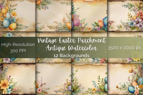 Vintage Easter Parchment: Antique Watercolor Backgrounds