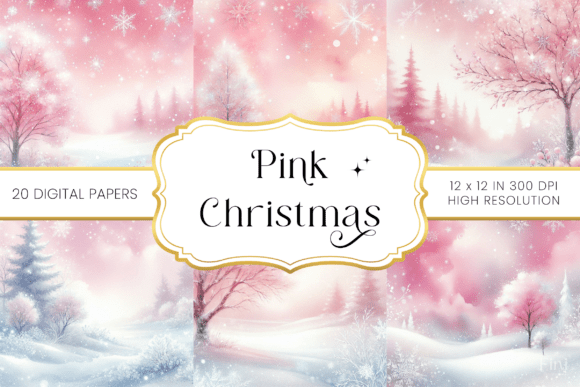 Watercolor Pink Christmas Backgrounds for Festive Design